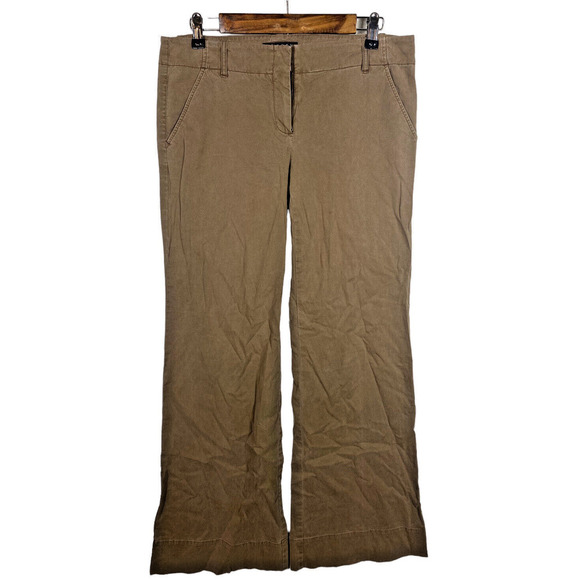 Theory Chino Pants Size 10 Brown Womens Wide Flare Leg Cotton Stretch Womens - Picture 1 of 7